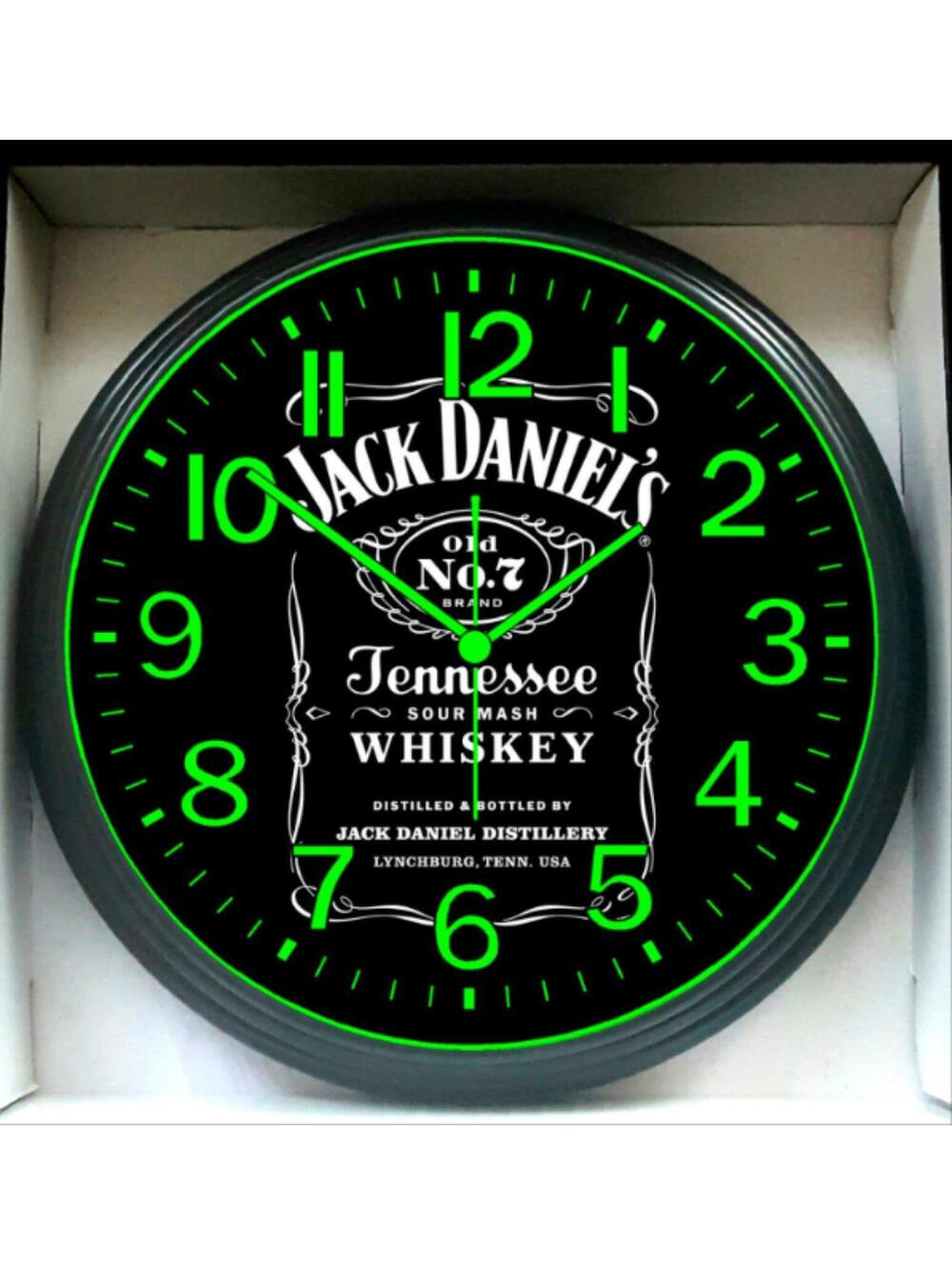 Jack Daniels Music Studio Lounge Garage Shop Glow In The Dark Wall Clock NEW!